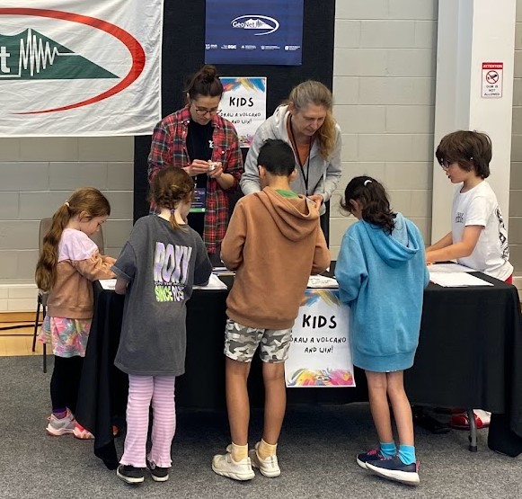 Kids drawing volcanoes